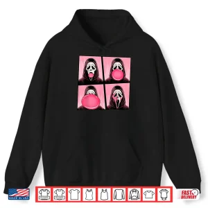 Hoodie Scary Face Bubble Gum in October We Wear Pink Ghost Meme Shirt