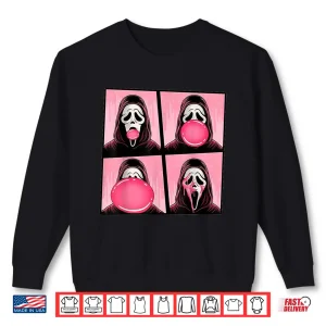 Sweatshirt Scary Face Bubble Gum in October We Wear Pink Ghost Meme Shirt