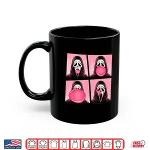 Mug Scary Face Bubble Gum in October We Wear Pink Ghost Meme Shirt