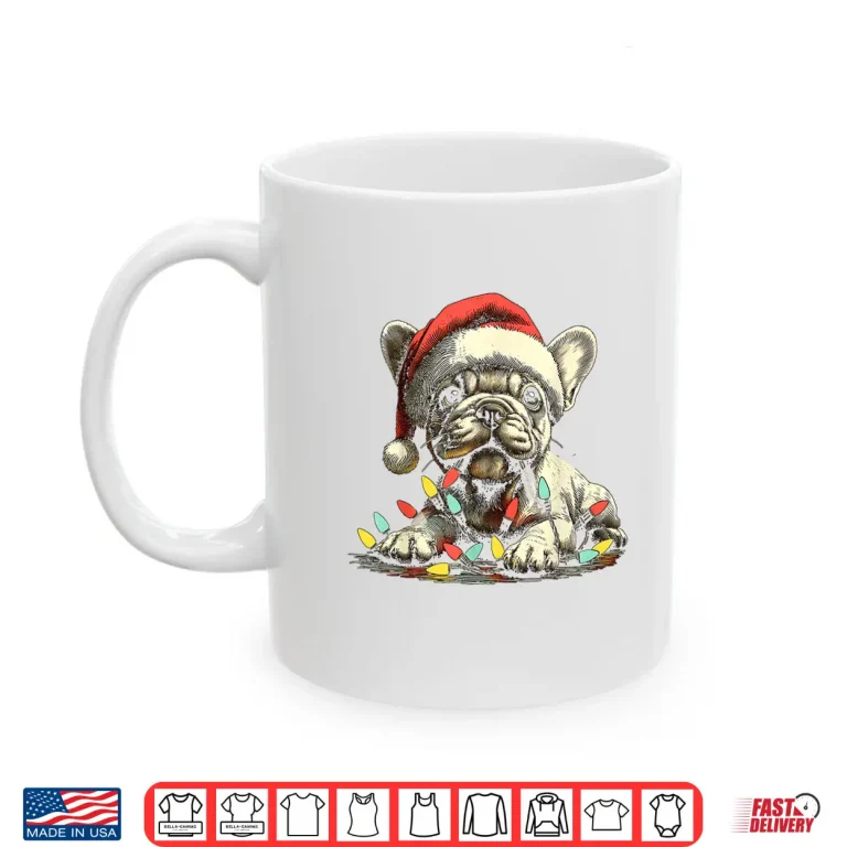 Mug French Bulldog Chew Christmas Light Frenchie Xmas Holiday Shirt