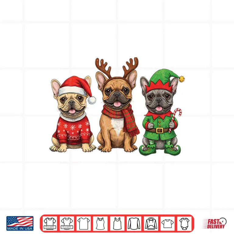 French Bulldog Christmas Lights Reindeer Santa Dog Lovers Long Sleeve Shirt 4 Design French Bulldog Christmas Lights Reindeer Santa Dog Lovers Long Sleeve Shirt