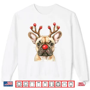 Sweatshirt French Bulldog Reindeer Christmas Lights Dog Lover Xmas Shirt