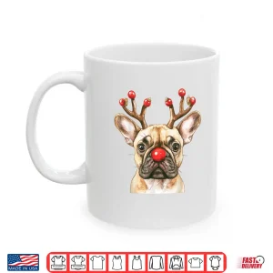Mug French Bulldog Reindeer Christmas Lights Dog Lover Xmas Shirt