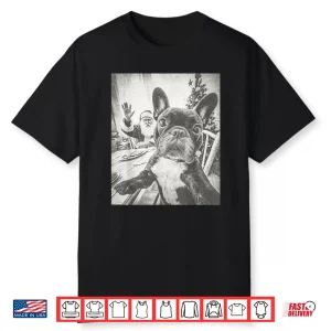 Funny Ai French Bulldog Selfie With Santa Claus Christmas Shirt