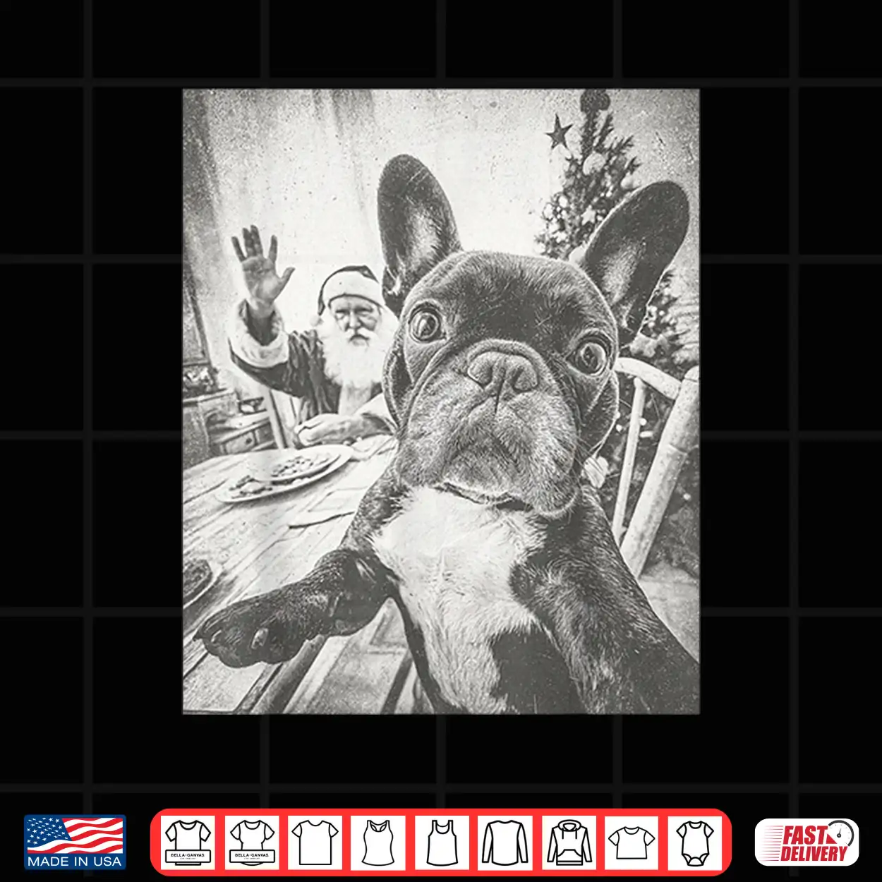 Funny Ai French Bulldog Selfie With Santa Claus Christmas Shirt Funny Ai French Bulldog Selfie With Santa Claus Christmas Shirt