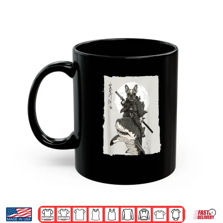 Mug Samurai French Bulldog Dog Lover Vintage Mens Graphic Shirt