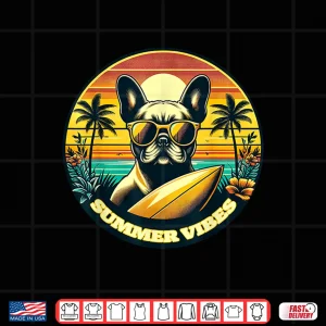 Design Summer Vibes French Bulldog Retro Summer Vacation Beach Shirt
