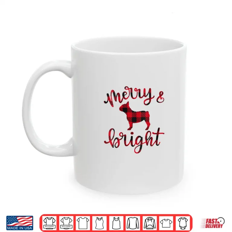Womens French Bulldog Merry Christmas Buffalo Plaid Dog Cute V Neck Shirt 3 Mug Womens French Bulldog Merry Christmas Buffalo Plaid Dog Cute V Neck Shirt