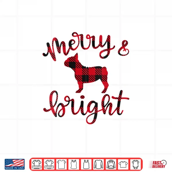 Womens French Bulldog Merry Christmas Buffalo Plaid Dog Cute V Neck Shirt 4 Design Womens French Bulldog Merry Christmas Buffalo Plaid Dog Cute V Neck Shirt
