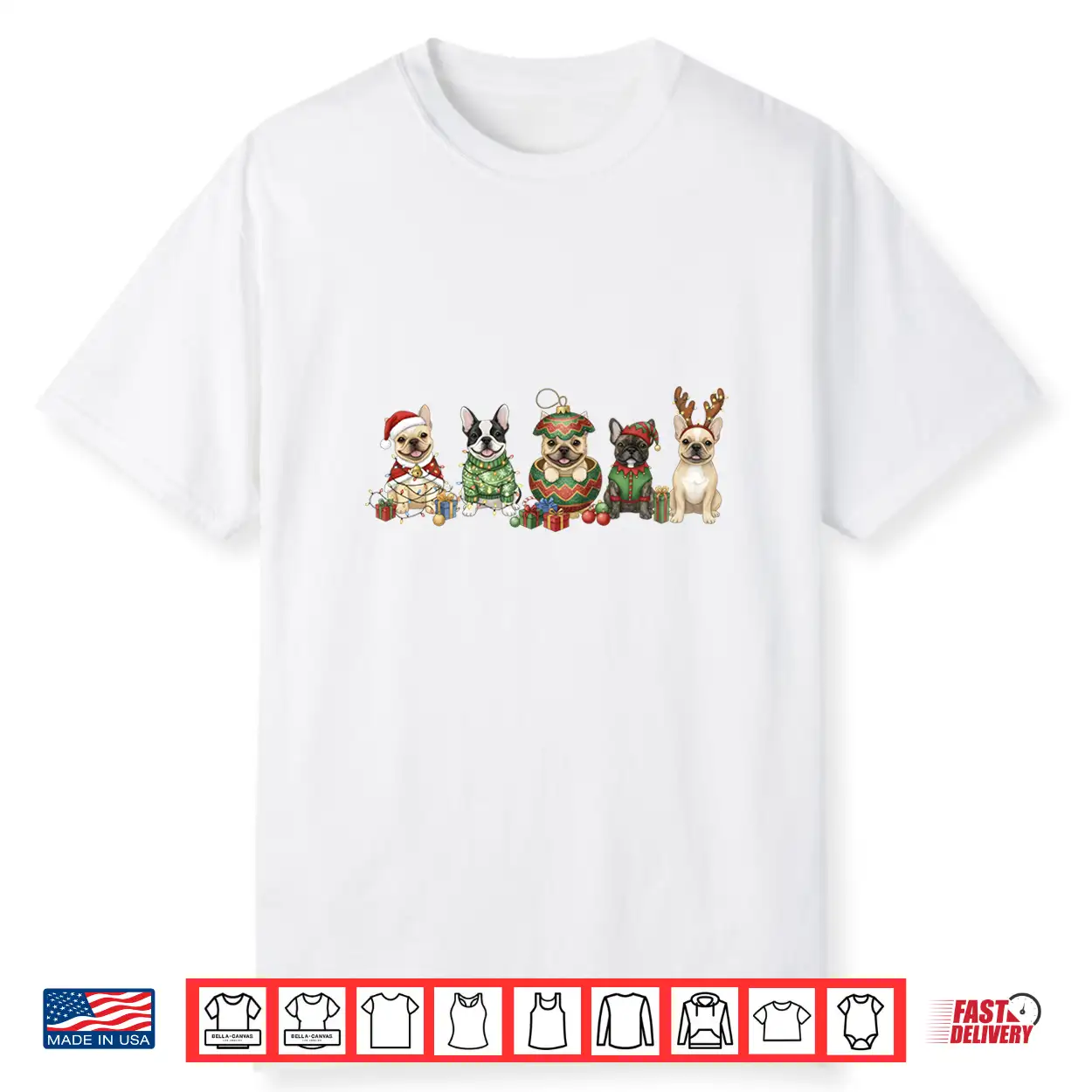 Xmas French Bulldog Dogs Christmas Lights Frenchie Dog Lover Shirt Xmas French Bulldog Dogs Christmas Lights Frenchie Dog Lover Shirt