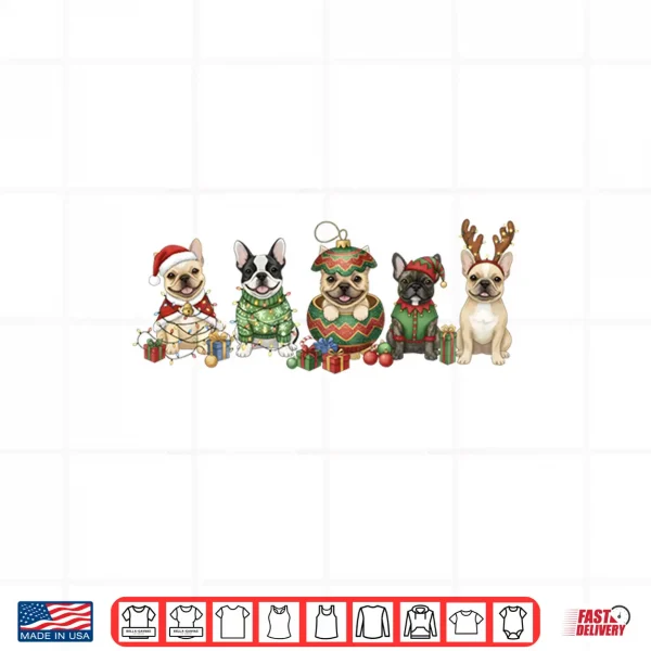 Xmas French Bulldog Dogs Christmas Lights Frenchie Dog Lover Shirt 4 Design Xmas French Bulldog Dogs Christmas Lights Frenchie Dog Lover Shirt