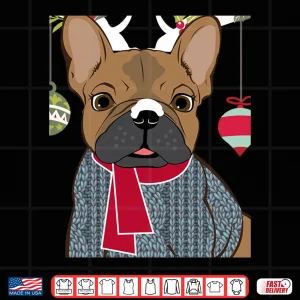 Design Cute French Bulldog Frenchie Christmas Reindeer Shirt