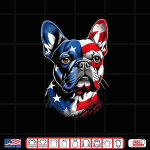 Design Cute French Bulldog Funny Dog Usa American Flag 4Th Of July Shirt