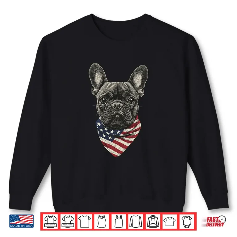 Sweatshirt French Bulldog American Flag Shirt