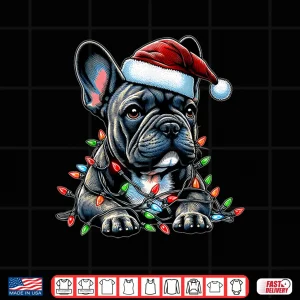 Design French Bulldog Frenchie Christmas Hat Xmas Shirt