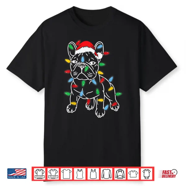 Funny French Bulldog Dog Christmas Light Tree Xmas Pajama Shirt
