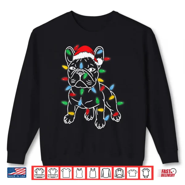Sweatshirt Funny French Bulldog Dog Christmas Light Tree Xmas Pajama Shirt