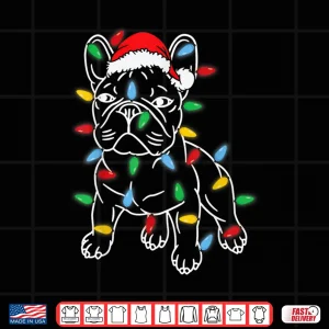 Design Funny French Bulldog Dog Christmas Light Tree Xmas Pajama Shirt