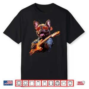Funny Rock French Bulldog Playing Guitar Shirt