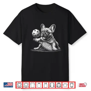 Pickleball French Bulldog Sketch Paddle Sport Shirt