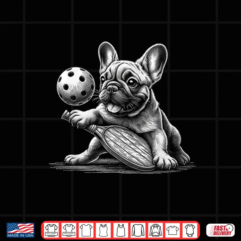 Design Pickleball French Bulldog Sketch Paddle Sport Shirt