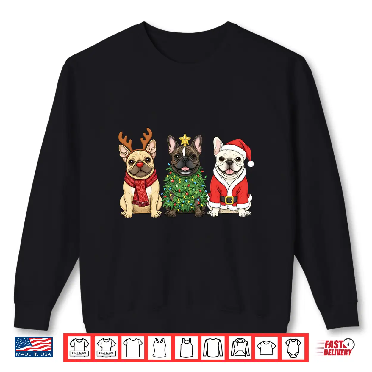Retro Christmas French Bulldog Santa Reindeer Dog Lover Shirt Retro Christmas French Bulldog Santa Reindeer Dog Lover Shirt
