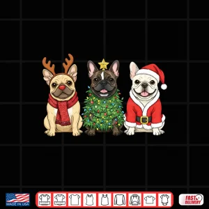 Design Retro Christmas French Bulldog Santa Reindeer Dog Lover Shirt