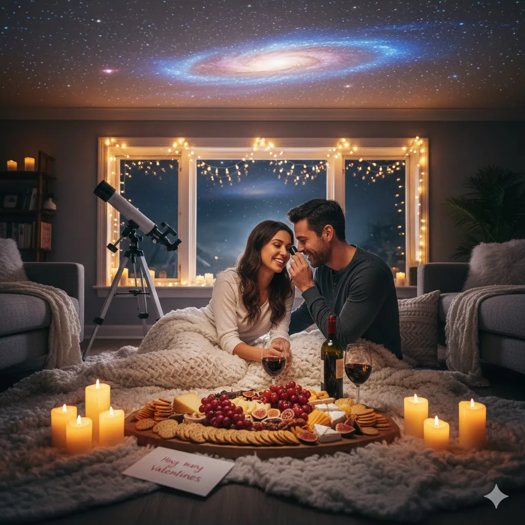 7 Romantic Valentine’s Day Date Ideas That Won't Break the Bank 16 A Gourmet Indoor Picnic and Star Gazing