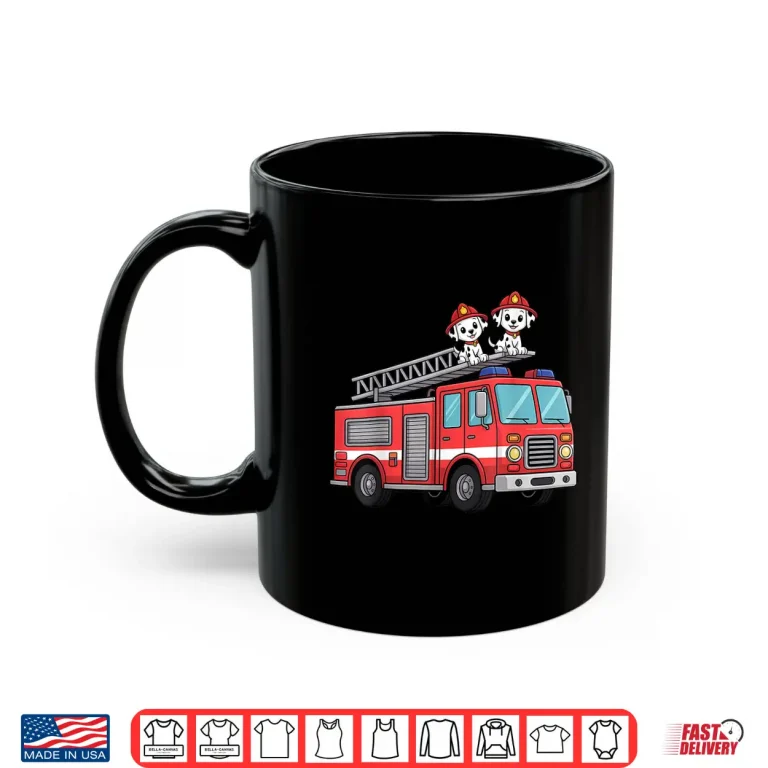 Mug Fire Truck Firefighter Dalmatians Kids Shirt