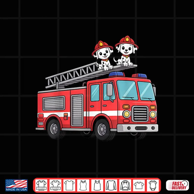 Design Fire Truck Firefighter Dalmatians Kids Shirt