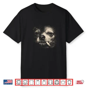Funny Dog Face Smoking Chihuahua Meme Vintage Y2K Graphic Shirt