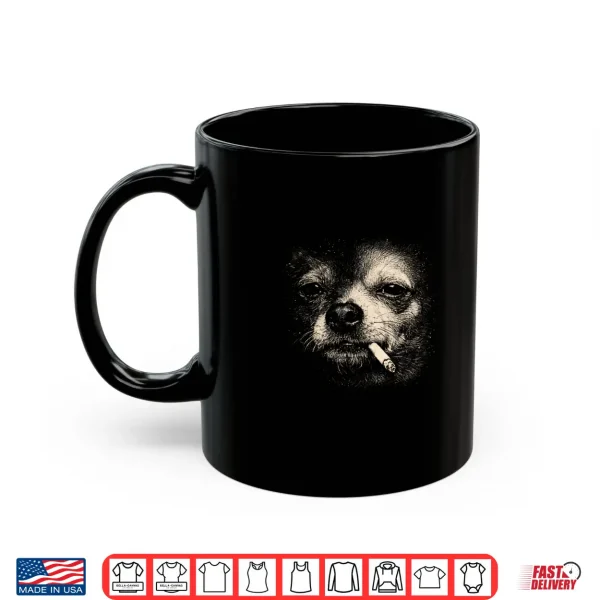 Mug Funny Dog Face Smoking Chihuahua Meme Vintage Y2K Graphic Shirt