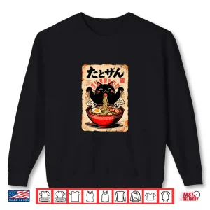 Sweatshirt Japanese Noodle Cat Cute Retro Manga Poster Shirt