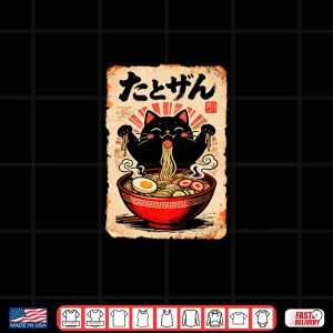 Design Japanese Noodle Cat Cute Retro Manga Poster Shirt