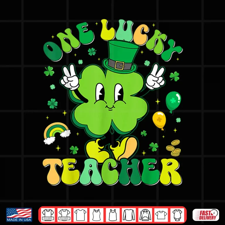 Design One Lucky Teacher Shamrock Retro Funny St Patricks Men Women Shirt