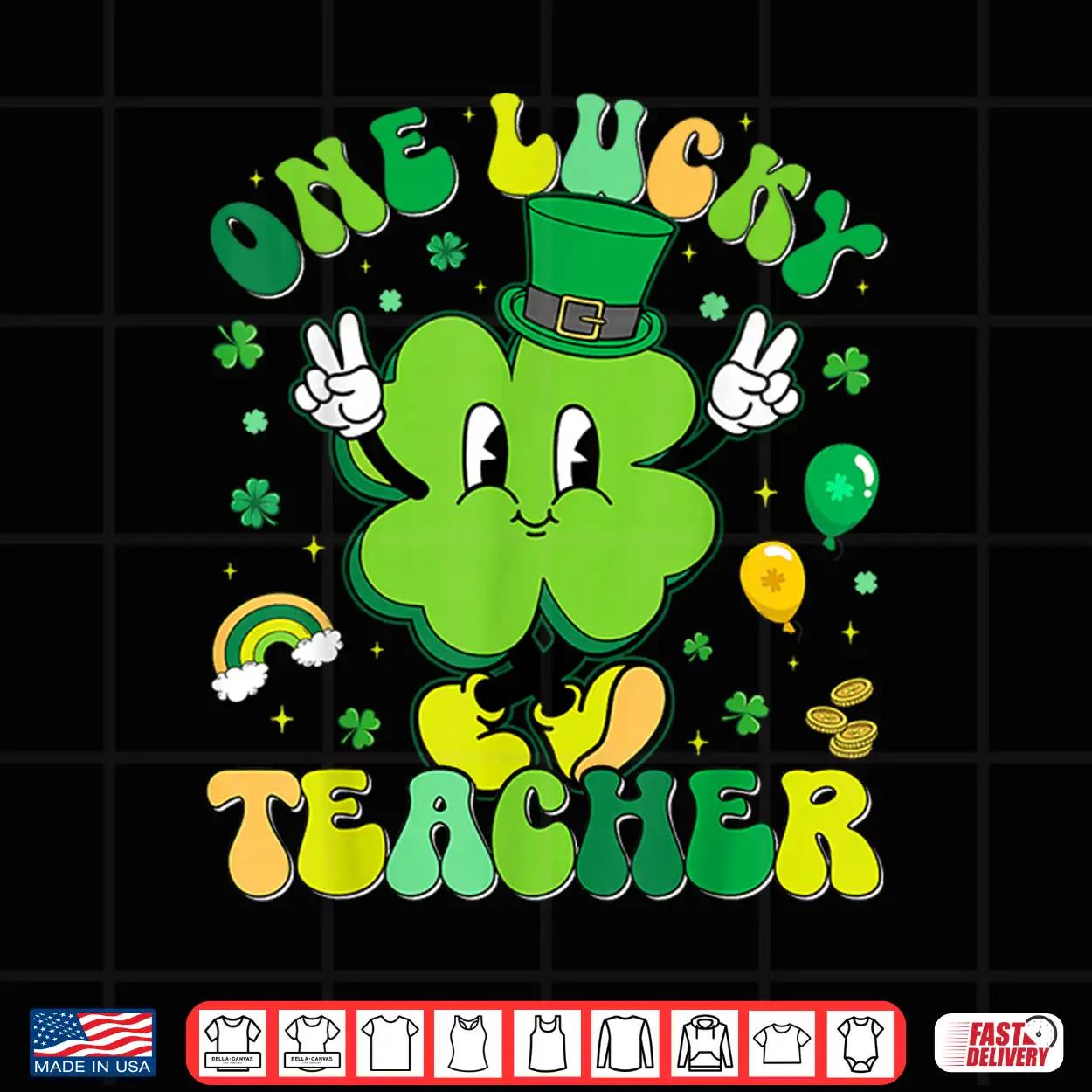One Lucky Teacher Shamrock Retro Funny St Patricks Men Women Shirt One Lucky Teacher Shamrock Retro Funny St Patricks Men Women Shirt