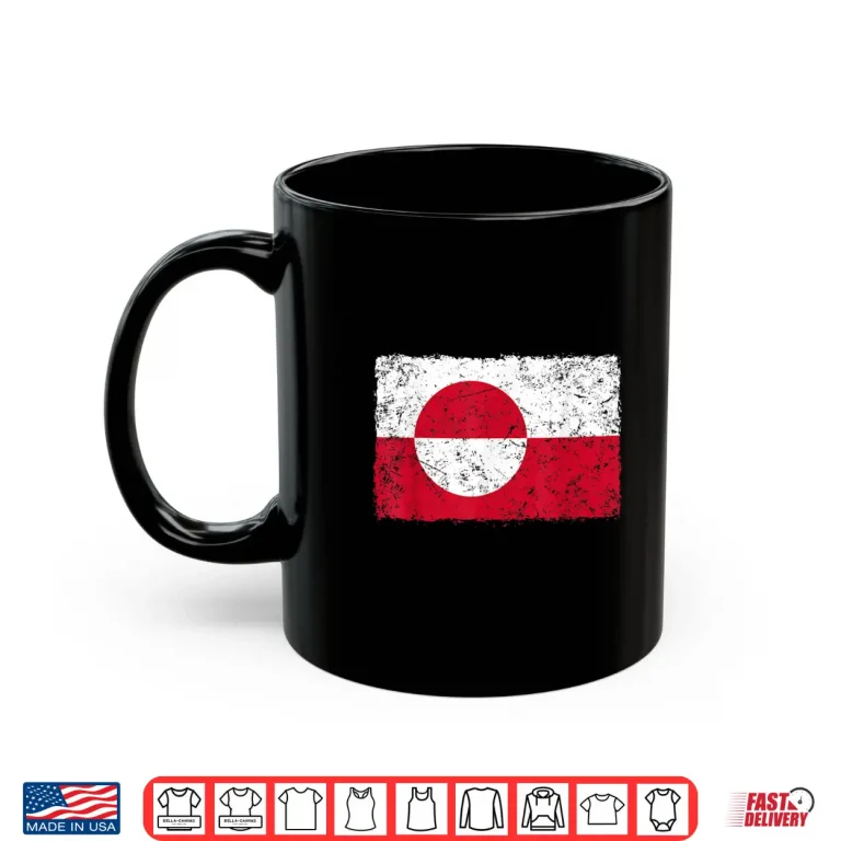 Mug Vintage Greenland Flag Retro Greenlander Men Women Kids Shirt