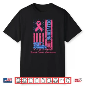 Postal Worker Breast Cancer Awareness Us Flag Shirt
