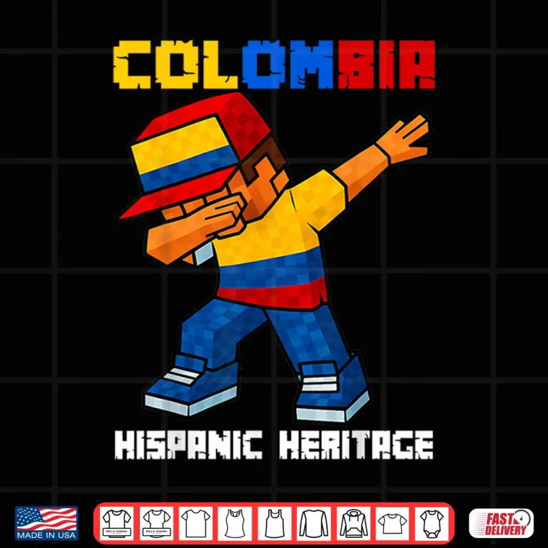 Design Colombia Dab Boy Game Pixel Hispanic Heritage Colombian Shirt