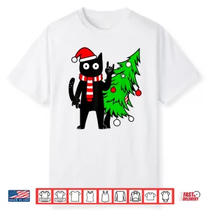 Christmas Cat Black Cat Tree Shirt