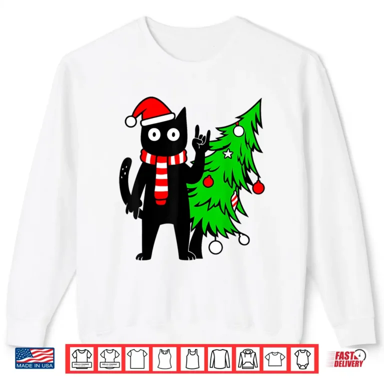 Sweatshirt Christmas Cat Black Cat Tree Shirt