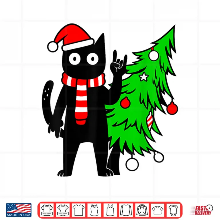 Design Christmas Cat Black Cat Tree Shirt
