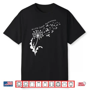 Dandelion Lung Cancer Awareness White Ribbon Support Shirt
