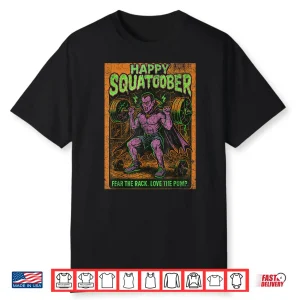 Happy Squatober Leg Day Challenge Vintage Halloween Monster Shirt