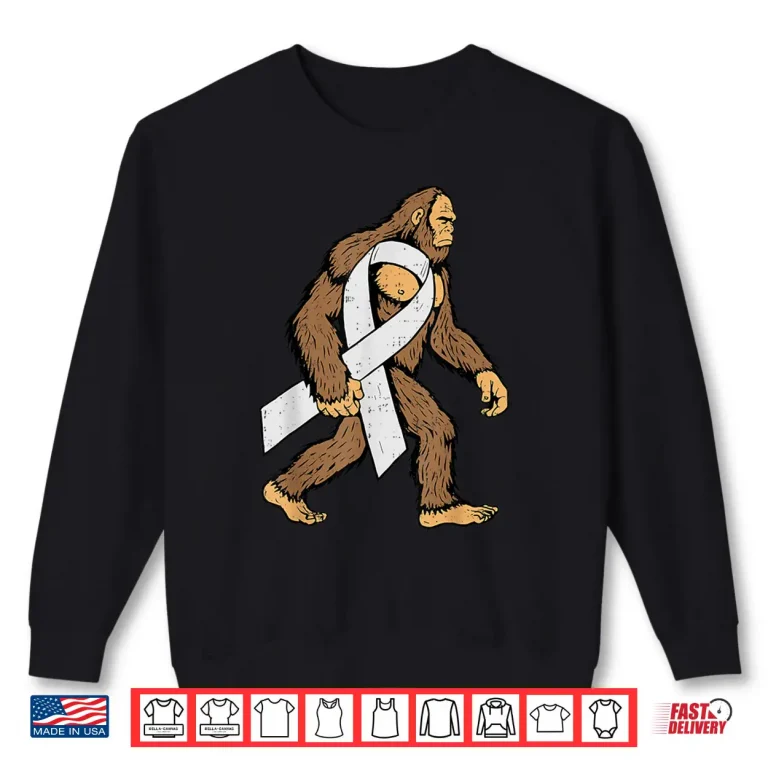Sweatshirt Lung Cancer Awareness Bigfoot White Ribbon Support Shirt