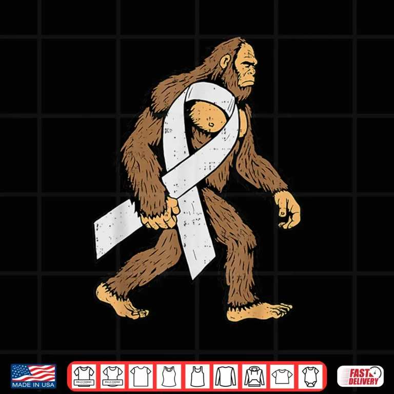 Design Lung Cancer Awareness Bigfoot White Ribbon Support Shirt