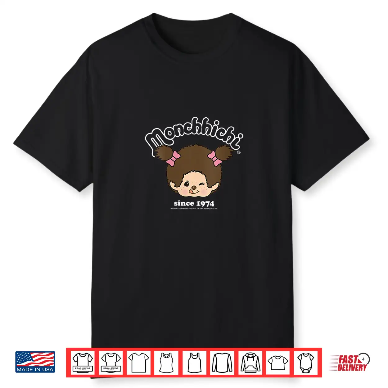 Monchhichi Since 1974 Happy Little Fluffy Girl Shirt Monchhichi Since 1974 Happy Little Fluffy Girl Shirt