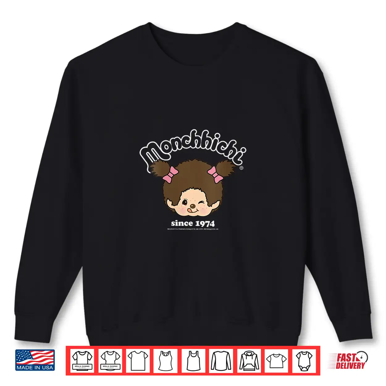 Monchhichi Since 1974 Happy Little Fluffy Girl Shirt Monchhichi Since 1974 Happy Little Fluffy Girl Shirt