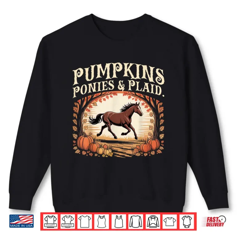 Sweatshirt Pumpkins Ponies Plaid Retro Shirt