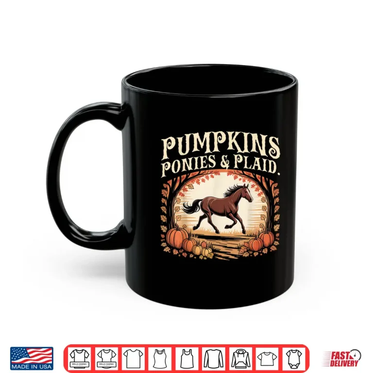Mug Pumpkins Ponies Plaid Retro Shirt
